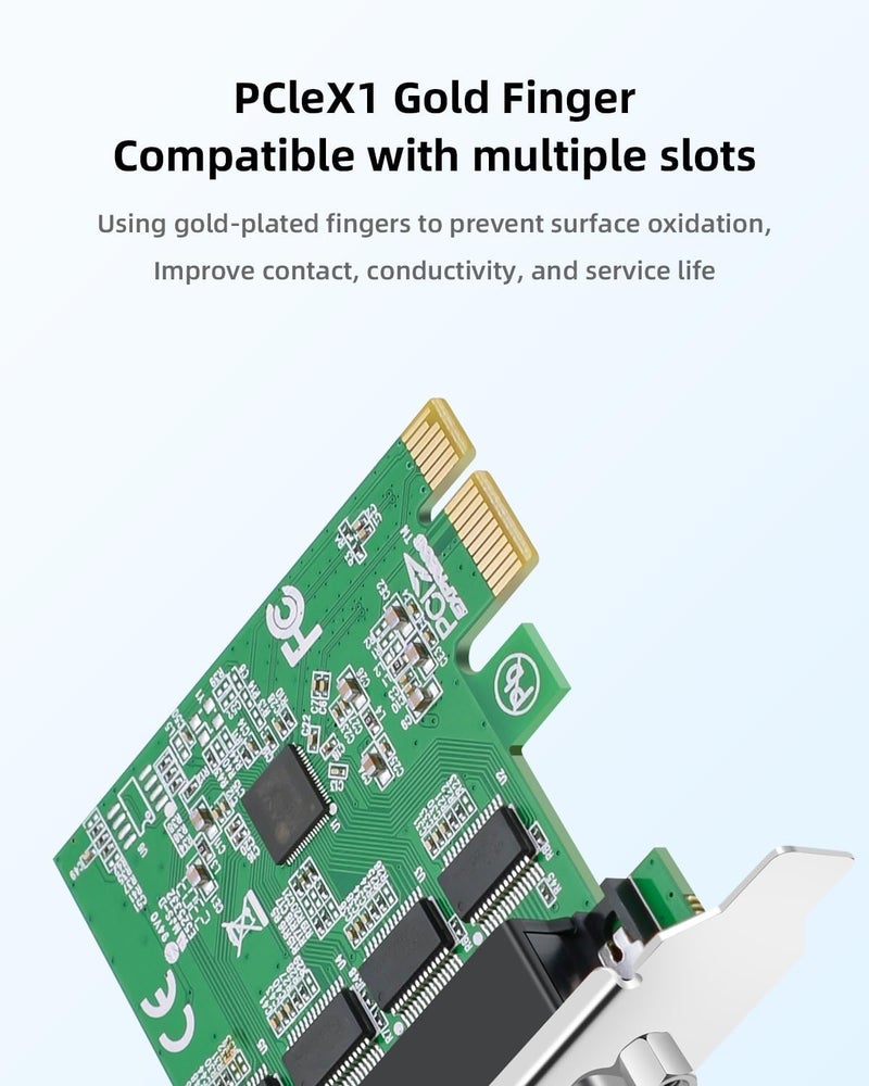 Buacoz PCIe to 4 Port RS232 Serial Expansion Card - 9-Pin DB9 COM Port Adapter for Industrial PCs, 4X RS232 Ports Converter with Plug and Play, Support Windows/Linux - Image 4